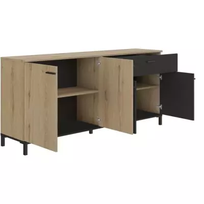Buffet TRUST - Chene / Noir - 4 portes