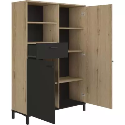 Rangement haut TRUST - Chene/Noir - Design Moderne