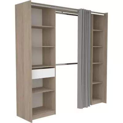 EKIPA - Kit Dressing Chic - Décor Chêne Dakota Blanc - 198 x 200,3 x 50 cm
