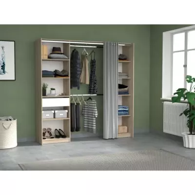 EKIPA - Kit Dressing Chic - Décor Chêne Dakota Blanc - 198 x 200,3 x 50 cm