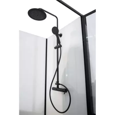 Cabine de douche 90x120x220 style industriel noir - Livraison rapide