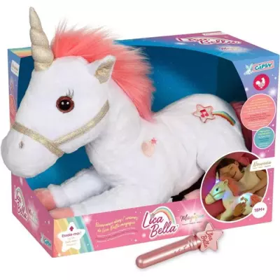 Peluche Licorne Lica Bella Magique 35 cm - Rose et Blanc