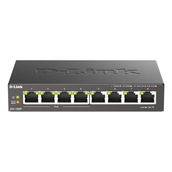 Switch D-Link DGS-1008P/E 16 Gbps
