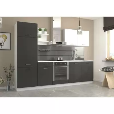 Cuisine complète PREGO - Gris Graphit - Livrée avec plan de travail