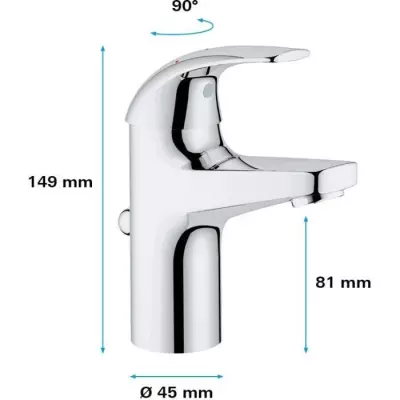 Robinetterie de salle de bains GROHE Start Curve, taille S, chromé