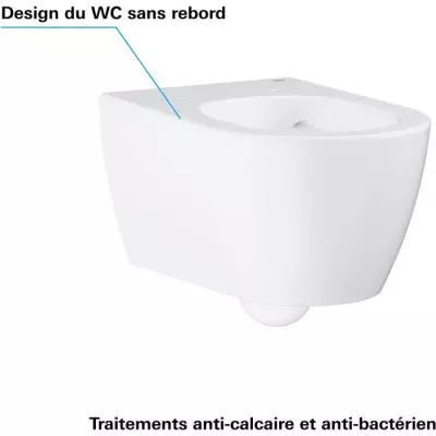 Cuvette WC suspendue GROHE Essence Ceramic - Anti-Calcaire et Anti-Bactérien