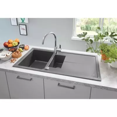 Évier composite GROHE K400 1000x500 mm Gris granite - Compact et fonctionnel