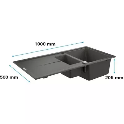 Évier composite GROHE K400 1000x500 mm Gris granite - Compact et fonctionnel