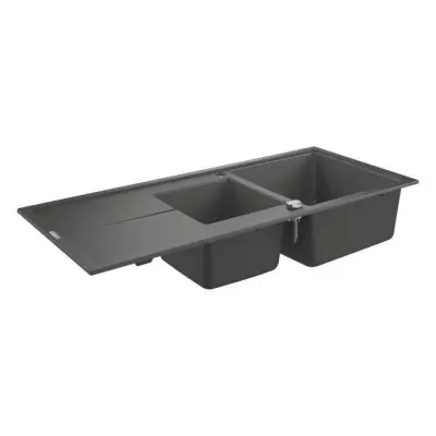 Evier composite GROHE K400 avec égouttoir 1160 x 500 mm Gris granite