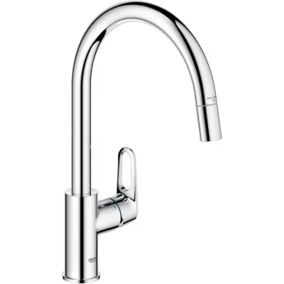 Robinet de cuisine chromé avec bec haut en C - GROHE Start Flow