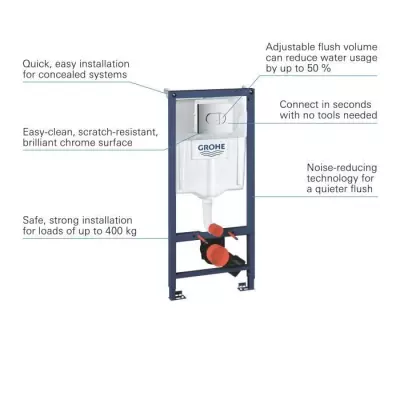 Bâti Support WC Solido 3 en 1 - Installation Facile, Double Boutons, Réservoir 6-9L