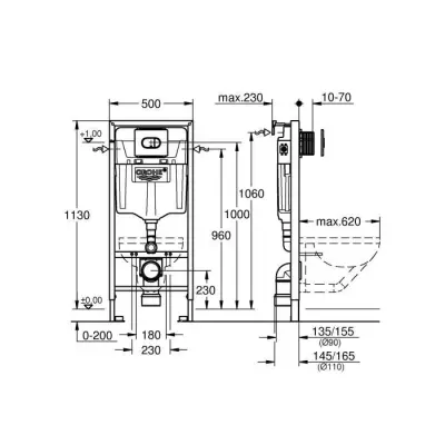 Bâti Support WC Solido 3 en 1 - Installation Facile, Double Boutons, Réservoir 6-9L