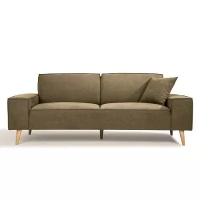 Canapé 3 places en Tissu Olive - Fabriqué en France, Plus Responsable