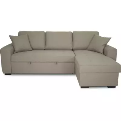 Canapé d'angle convertible beige 4 places - HAMILTON - Fabriqué en Ukraine