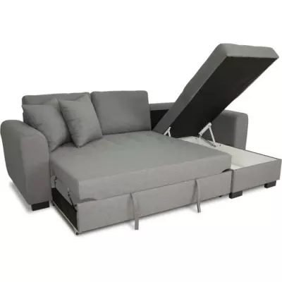 Canapé d'angle convertible 4 places gris clair - HAMILTON