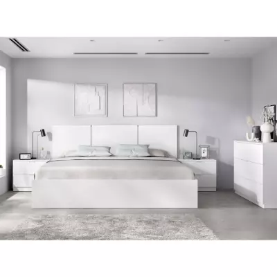 Tête de lit avec chevets intégrés - HAVANA Blanc - 256,8 x 34,2 x 96 cm