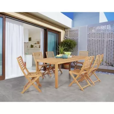 Ensemble repas de jardin 6 personnes en bois Eucalyptus FSC