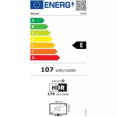 TV LED HISENSE 75A6N: Écran 75" 4K UHD - Dolby Vision - Smart TV