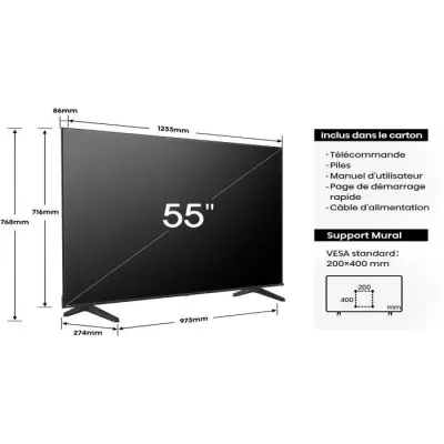 TV LED HISENSE 55A6N - 55" 4K UHD - Dolby Vision - Smart TV