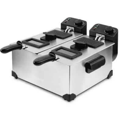 Friteuse Double Bac 2x3L DFX600 - Puissant 3600W - Design Compact