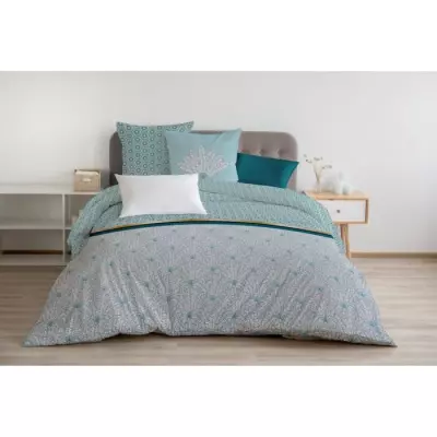 Parure de couette 240x260 cm HOME LINGE PASSION LOUXOR - 100% Coton - Vert