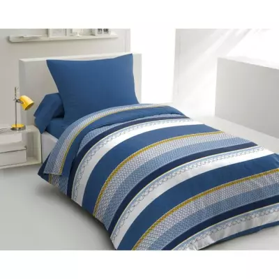 Parure de couette microfibre HOME PASSION STANIS - Bleu