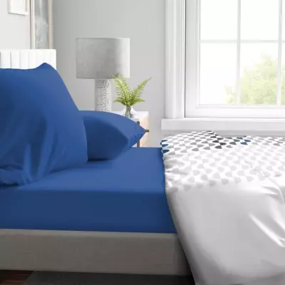 Drap housse en microfibre bleu - 160x200 cm - HP71771