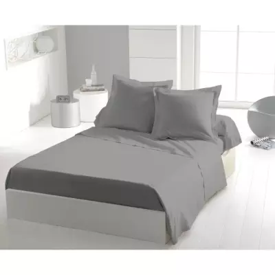 Drap plat 180x290 cm HOME LINGE PASSION - Gris clair