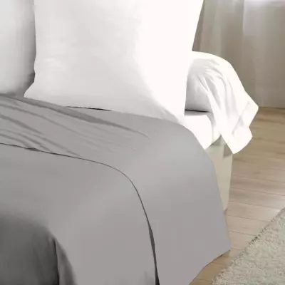Drap plat 180x290 cm HOME LINGE PASSION - Gris clair