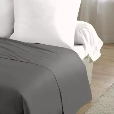 Drap plat HOME LINGE PASSION - 180x290 cm - 1 personne - Anthracite