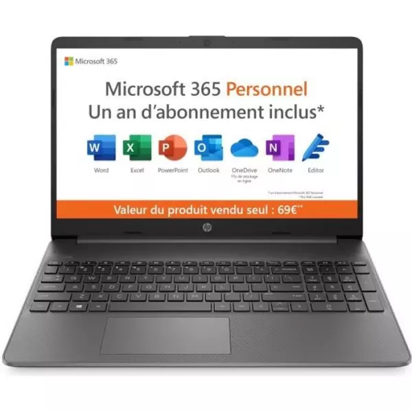 PC Portable HP 15s-fq0024nf - Windows 11 - 15,6 FHD - Celeron N4120 - RAM 4Go - 128Go SSD - Microsoft 365 Personnel inclus 1 an