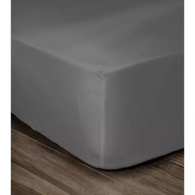 Drap Housse 100% coton 140x190x30 cm gris foncé