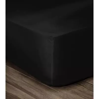 Drap Housse 100% Coton Noir - Taille 140x190cm