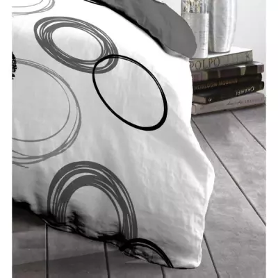 Parure de couette microfibre Audace - Gris clair - 1 housse de couette 220x240cm + 2 taies d'oreiller