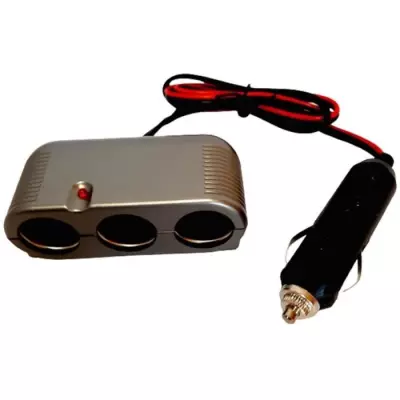 Triple prise allume-cigare 12/24V - HTC ÉQUIPEMENT - Heavy duty, câble rouge 80cm