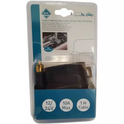 Prise allume-cigare 12/24V - Double prise avec fusible 10A