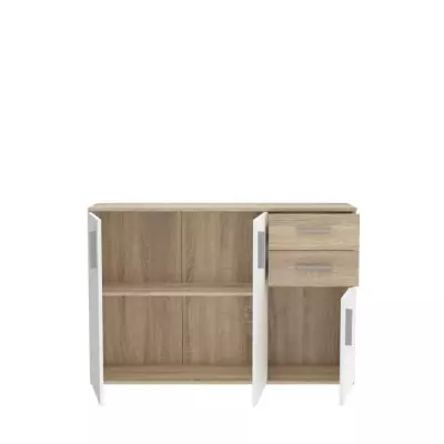 Meuble de rangement IKOLI - Style moderne et pratique - Décor chêne Sonoma et blanc