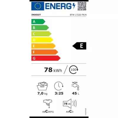 Lave-linge top Indesit 7 kg - 1200 trs/min - Blanc