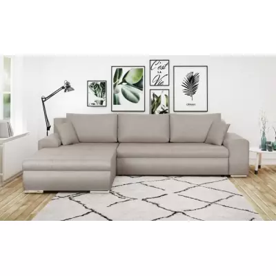 Canapé d'angle convertible réversible avec coffre de rangement - Tissu Beige - INDIAN