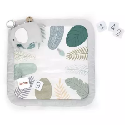 Tapis d'éveil Petit Eléphant: 12 cartes étapes et tableau personnalisable