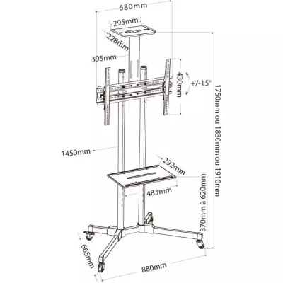 Support mural TV Chariot mobile INOTEK Prostand 3270 Visio, pour écran 32-70