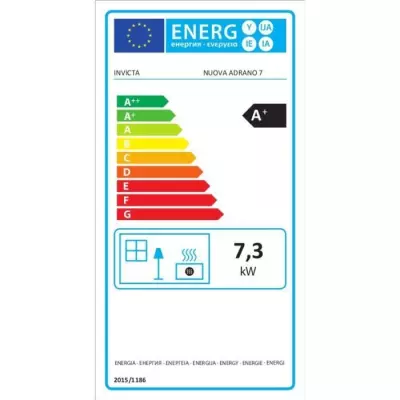 Poêle à granulés INVICTA Adrano - Noir, 7,3 kW - Rendement 88,7%