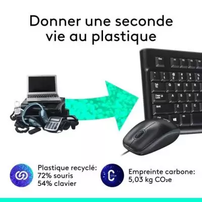 Ensemble Clavier Souris - Filaire - Logitech - MK120 - AZERTY - Noir Ensemble Clavier Souris - Filaire - Logitech - MK120 - AZERTY - Noir