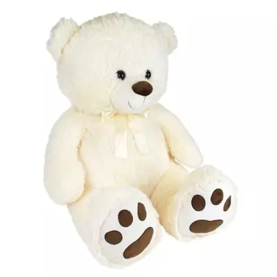 Ours Creme en Peluche avec Noeud 100 cm - PLANET PLUCH - Grand ours creme de 1m