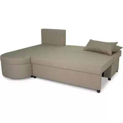 Canapé d'angle convertible 3 places JEN - Tissu Beige - Moderne - L196 x H88 x P159 cm