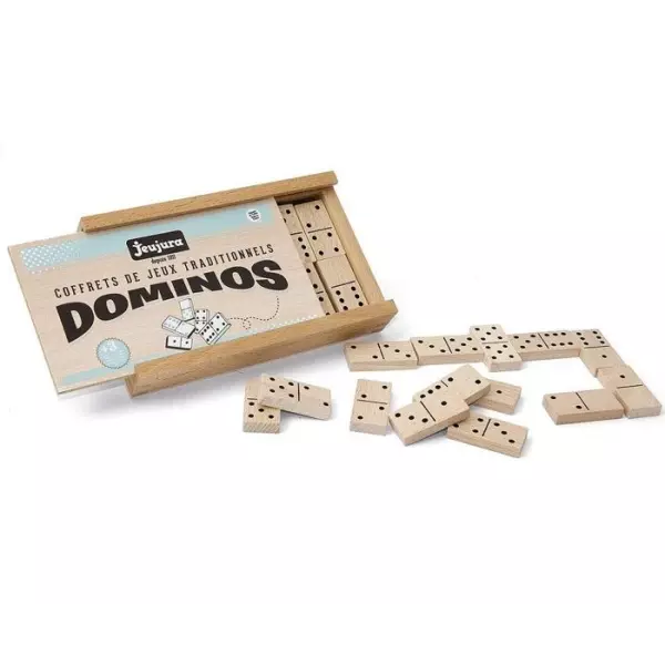JEUJURA - Jeu de Dominos en Bois - Coffret en Bois - Garçon et Fille - A partir de 3 ans