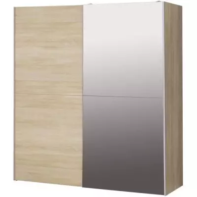 Armoire 2 portes coulissantes avec miroir - Chene sonoma - Responsable FSC - L 170,3 x P 61,2 x H 190,5 cm