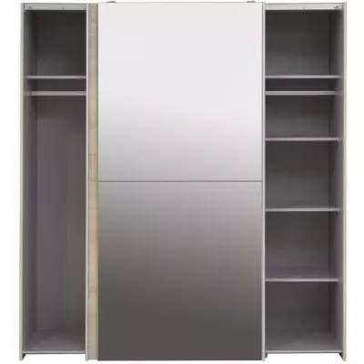 Armoire 2 portes coulissantes avec miroir - Chene sonoma - Responsable FSC - L 170,3 x P 61,2 x H 190,5 cm
