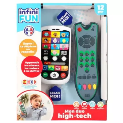 Téléphone et Télécommande KD - Mon Duo High-Tech pour l'apprentissage des animaux, chiffres et couleurs