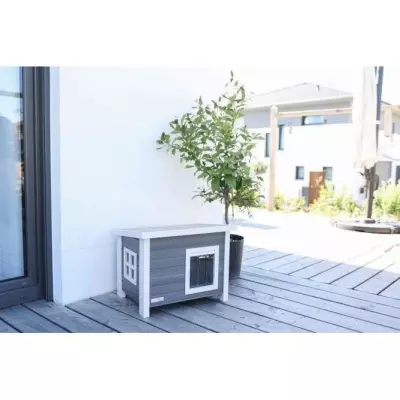 Maison pour chat Kerbl Eco Eli - Gris/Blanc 57 x 45 x 43 cm